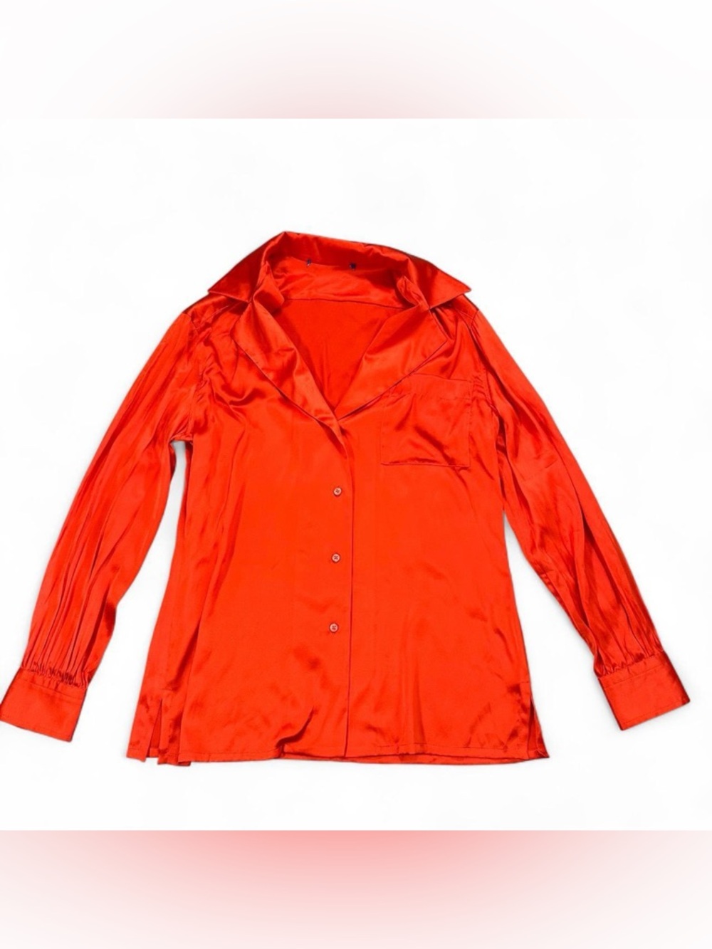 Ralph Lauren Purple Label Women’s Orange‎ Silk Button-Up Blouse Size 12